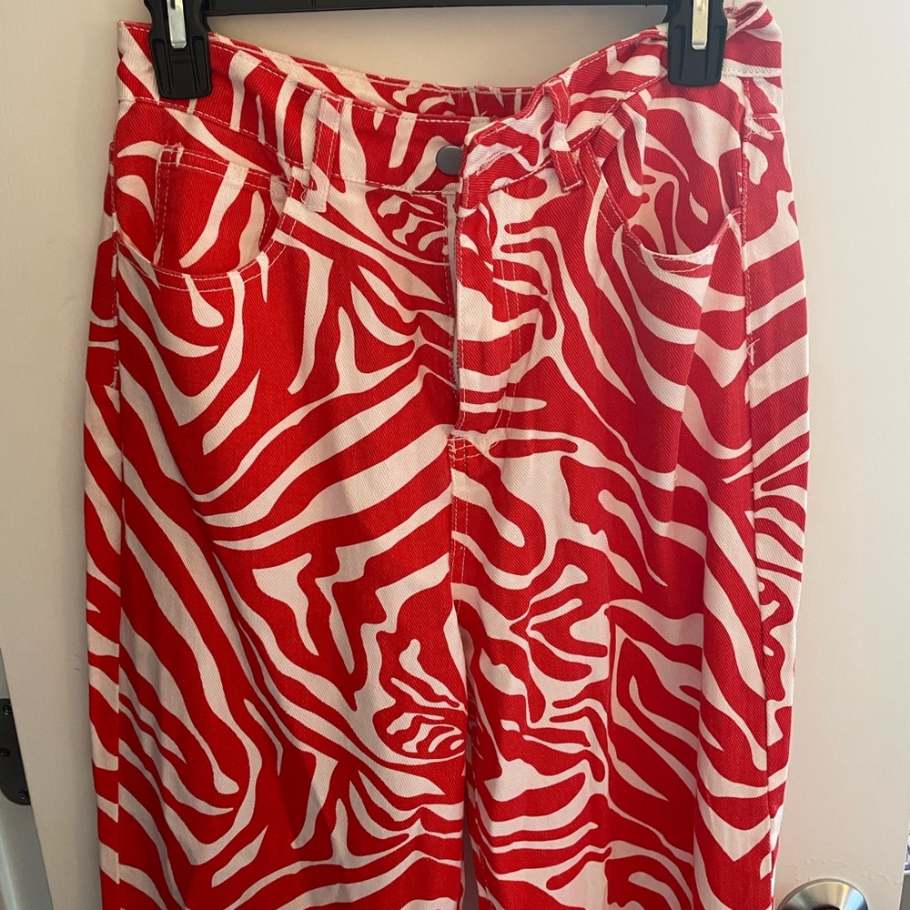 Red zebra jeans